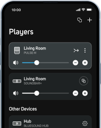 BluOS App player selection screenshot