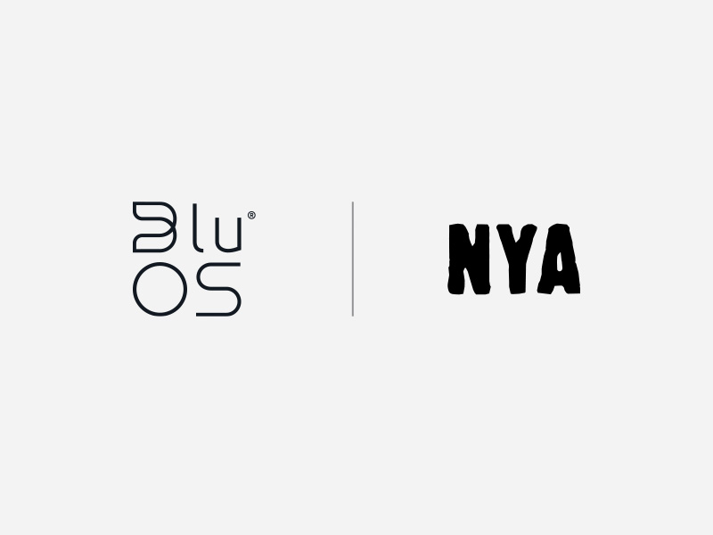 BluOS and NYA logos on white background