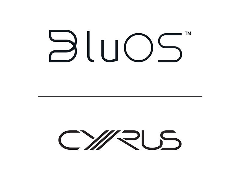 BluOS and Cyrus Audio logos